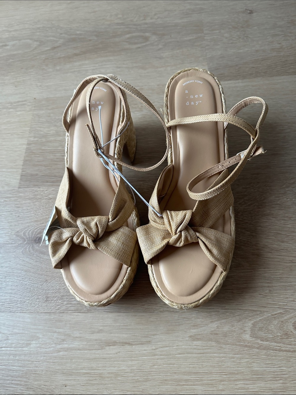 a new day Tan Knotted Espadrille Wedge Sandals